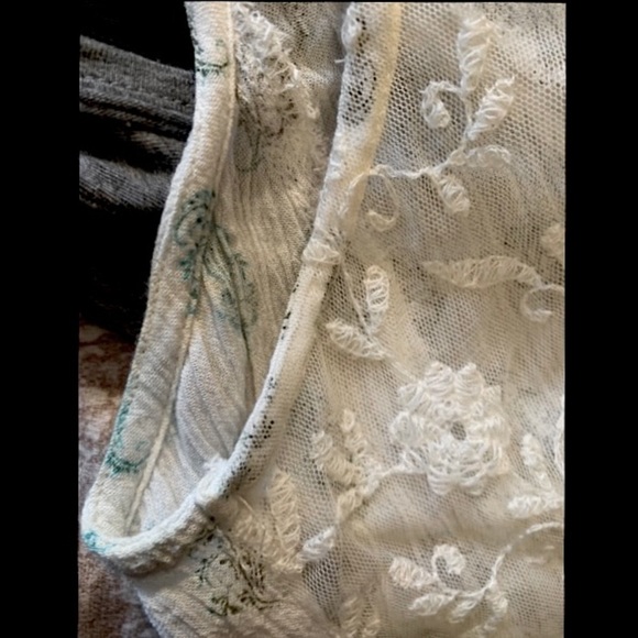 Ooh La Luxe Lovely Button Up Tank Top, with Tie/Floral Embroidery Design Back - Picture 6 of 8